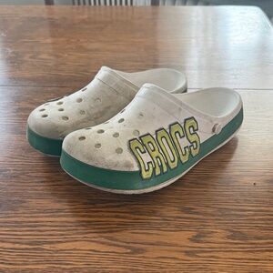 CROCS White and Green Slippers